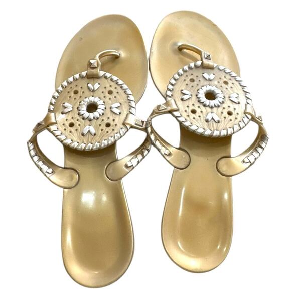 Jack Rogers Gold GEORGICA Jelly flip flop slip on Sandals size 10 - Picture 2 of 8